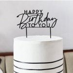 Topo de Bolo "HAPPY BIRTHDAY TO YOU" Acrílico Preto - Image 2