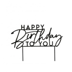 Topo de Bolo "HAPPY BIRTHDAY TO YOU" Acrílico Preto