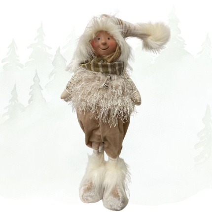 Boneco Natal em Pé Bege - 55cm