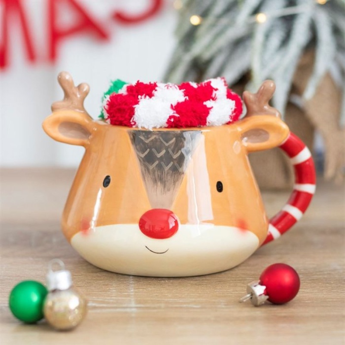 Caneca Rena com Meias Natal 350ml - Image 1
