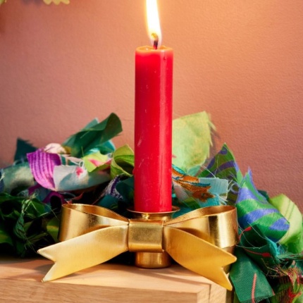 Castiçal Vela Laço Dourado