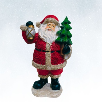 Pai Natal Em Rezina Com Árvore - 20Cm