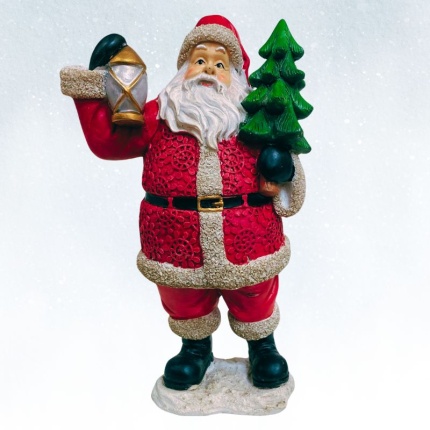 Pai Natal Em Rezina Com Árvore - 23Cm