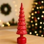 Lanterna Árvore de Natal Vermelha com LED e Rotativa 35cm