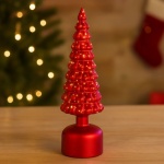 Lanterna Árvore de Natal Vermelha com LED e Rotativa 42cm