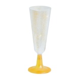 Flute Champanhe Pé Dourado Glitter- Pack.4