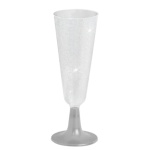 Flute Champanhe Pé Prateado Glitter- Pack.4